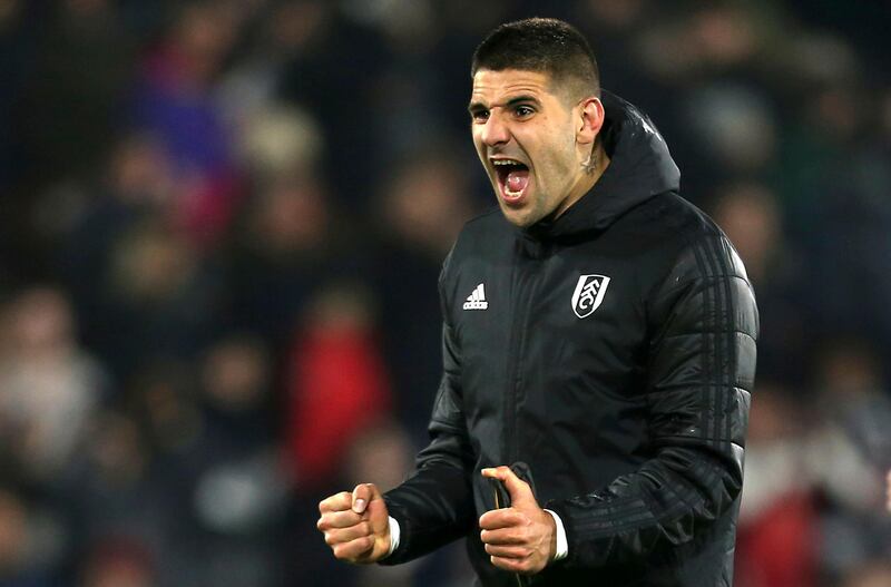Aleksandar Mitrovic celebrates at the end of the Premier League match between Fulham and Southampton. PA via AP