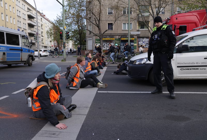 Climate protesters block roads in Berlin. Getty