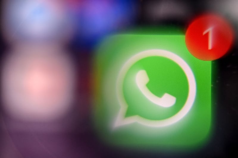 The Whatsapp logo on a smartphone screen. AFP