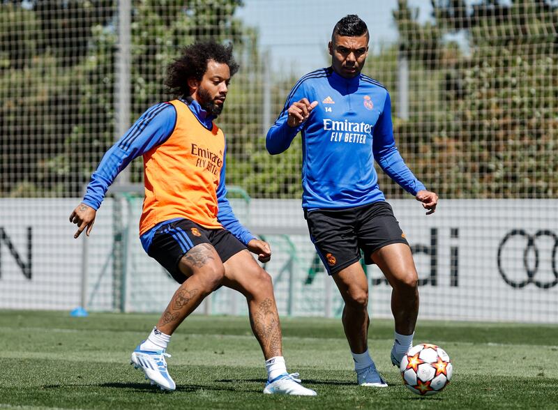 Real's Casemiro, right, and Marcelo. 
