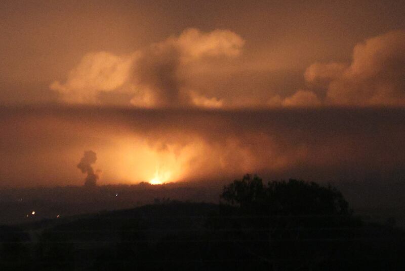 An explosion in Gaza seen from Sderot in southern Israel. Reuters