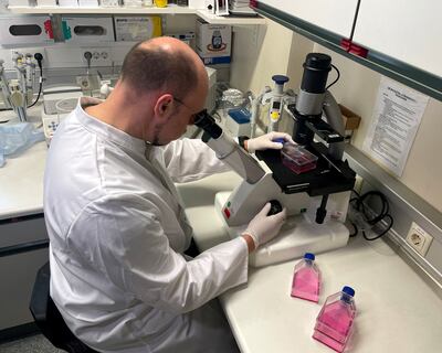 Roman Woelfel, head of the Institute of Microbiology of the German Armed Forces, at work after Germany detects its first case of monkeypox. Reuters