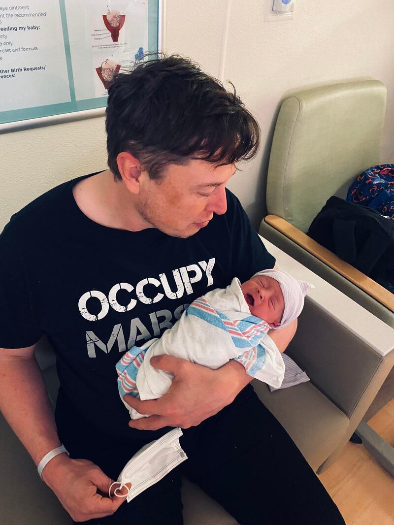 Elon Musk with his baby boy, who is named X Æ A-12 Musk. Twitter / Elon Musk 