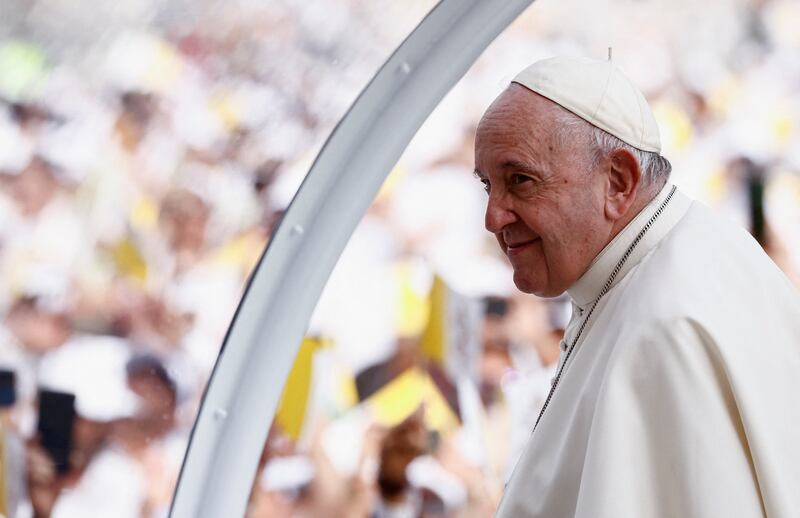 Pope Francis attends a holy mass at Bahrain National Stadium during his apostolic journey, in Riffa, Bahrain. Reuters