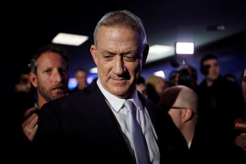 Benny Gantz, head of Resilience party is seen after a news conference, in Tel Aviv, Israel February 21, 2019. REUTERS/Amir Cohen
