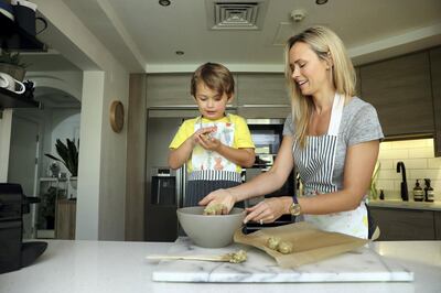 Dubai, United Arab Emirates - October 13, 2018: Gemma McQueen is a mum who uses organic fruit and veg wherever possible to cook for her son Arlo, 4 - and has put so much effort into doing so she has now created a recipe book of healthy food. Saturday, October 13th, 2018 at The Palm, Dubai. Chris Whiteoak / The National