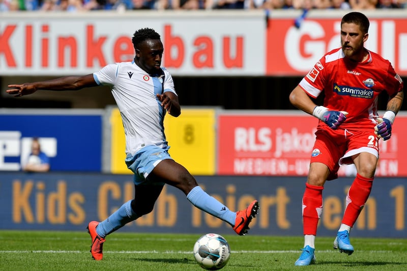 PADERBORN, GERMANY - AUGUST 03:  Bobby Adekany of SS Lazio in action during the pre-season friendly match between SC Paderborn 07 and SS Lazio at Benteler Arena on August 3, 2019 in Paderborn, Germany.  (Photo by Marco Rosi/Getty Images)