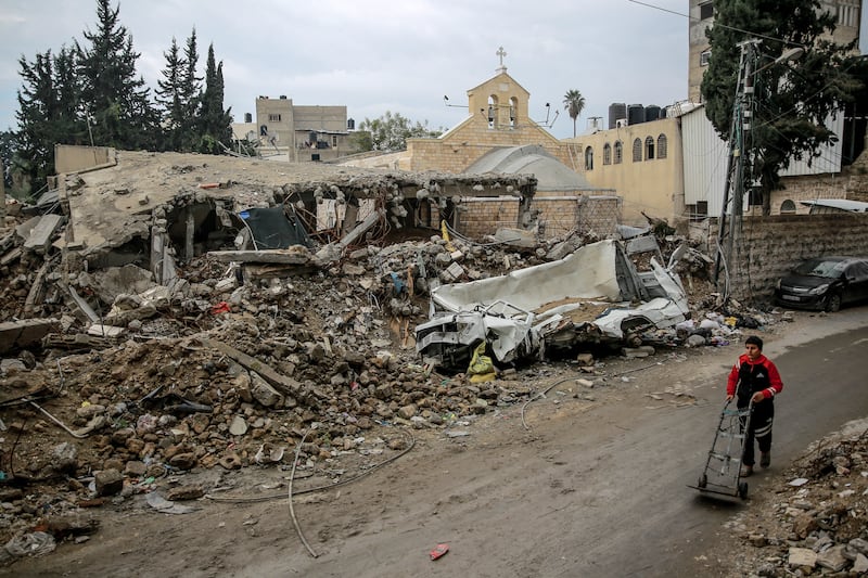 The Greek Orthodox Church of Saint Porphyrius lies in ruins. AFP