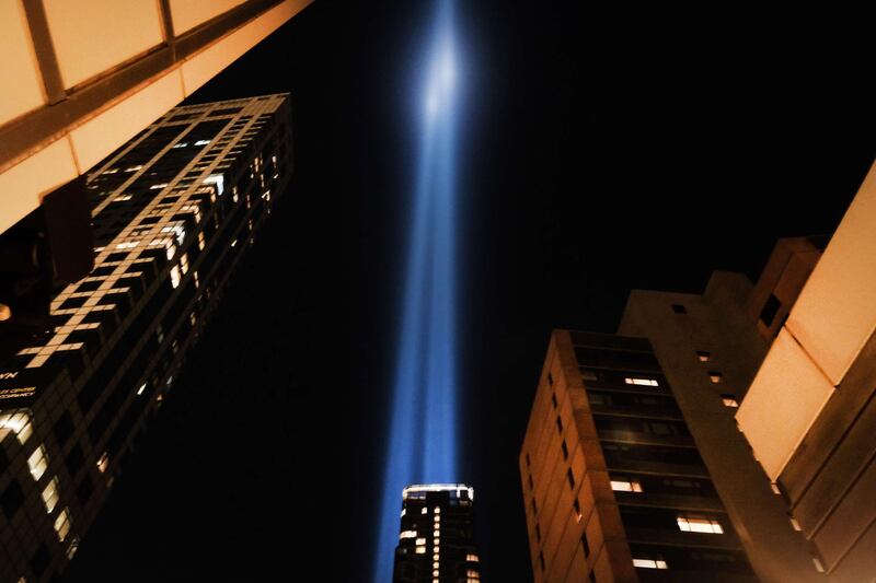 The annual "Tribute in Light" memorial in remembrance of victims who died in the September 11, 2001, terrorist attacks rises above the skyline in New York City, US. AFP