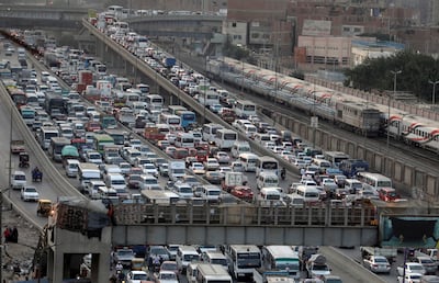 A traffic jam in the Shubra El Kheima district in Greater Cairo. Reuters 