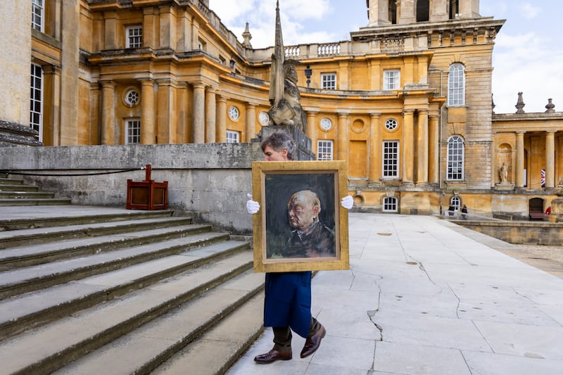 One of the best surviving portraits of Sir Winston Churchill by Graham Sutherland is unveiled at Blenheim Palace in Woodstock. Getty Images