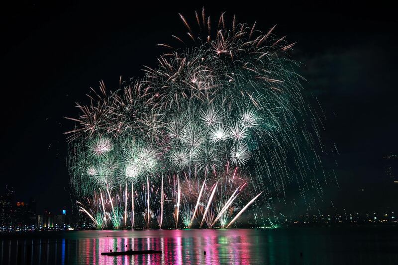 Abu Dhabi, United Arab Emirates, December, 2, 2020.   UAE National Day fireworks display at the Corniche.
Victor Besa/The National