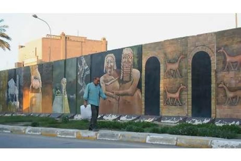 Artists have created a visual history of Iraq on a blast wall on Abu Nowaz Street in Baghdad.