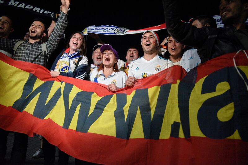 Real Madrid fans celebrate in Kiev, Ukraine. Andrew Kravchenko / EPA