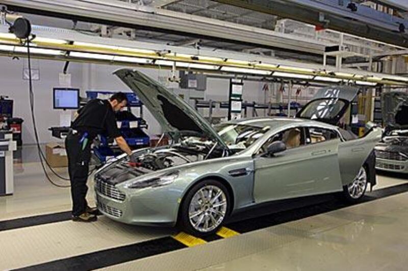 An Aston Martin Rapide on the production line in Austria. The car maker has outsourced the manufacture of its new four-door saloon to the Magna Steyr factory in Graz.