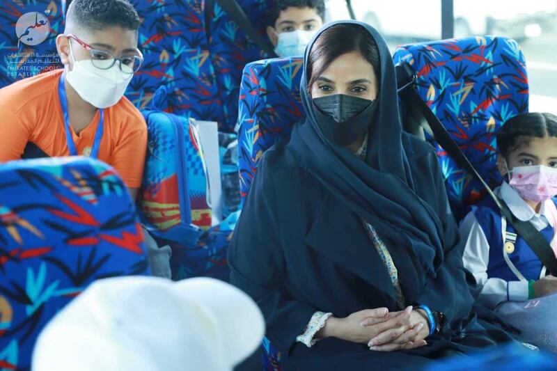 Her Excellency Jameela Al Muhairi, Minister of State for Public Education, accompanies government school pupils on a trip to Expo 2020 Dubai