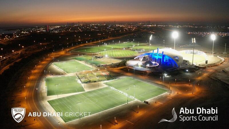 Zayed Cricket Stadium. Before and after shots of the grass fields surrounding the main arena. Photo: Abu Dhabi Cricket