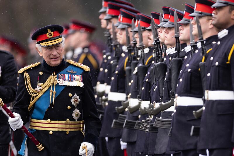 King Charles inspects Officer Cadets. Getty Images