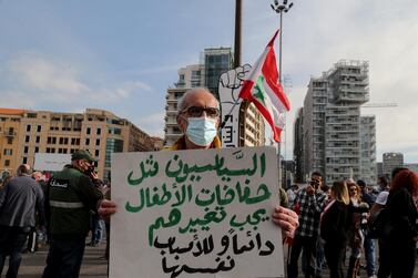 Anti-government demonstrators gather in Martyrs' Square, Beirut, to protest against decades of corruption and mismanagement in Lebanon. EPA