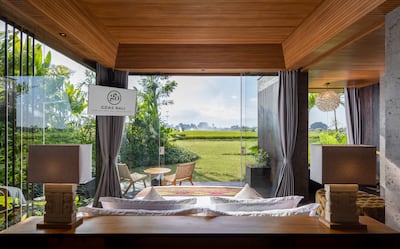A Garden Deluxe room with views over the rice paddy fields. Photo: Gdas Bali