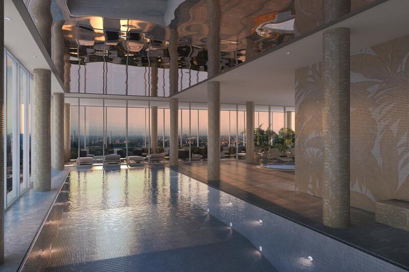 A rendering of an indoor pool in Damac's Aykon Nine Elms development in London. 