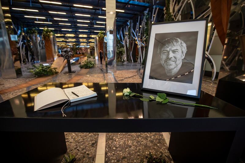 epa09105275 A book of condolence and a portrait of Petr Kellner are on display at the PPF Group company's headquarter in Prague, Czech Republic, 29 March 2021. The Czech Republic's richest man, billionaire and majority shareholder of PPF Group, Petr Kellner, was killed in a helicopter crash in Alaska on 27 March 2021, leaving five dead and one person injured, the Alaska State Troopers announced. The National Transportation Safety Board (NTSB) is investigating the cause of the crash.  EPA/MARTIN DIVISEK