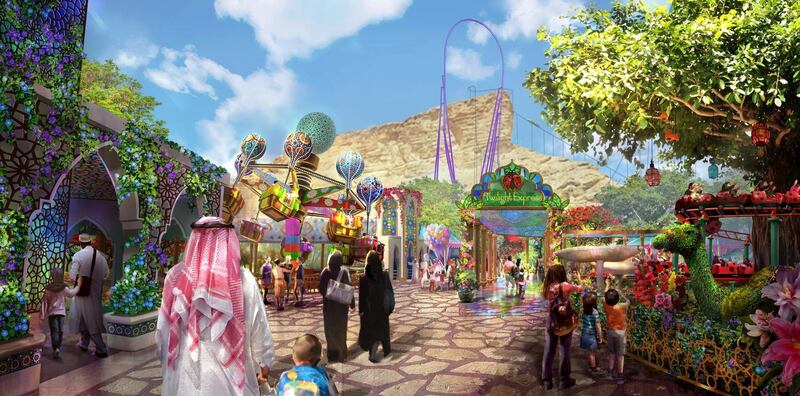 The Twilight Gardens land at Six Flags Qiddiya. Courtesy Qiddiya