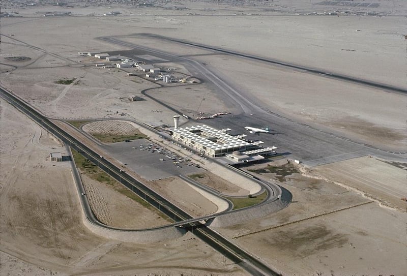 1970s: a single runway stretches across a barren city.