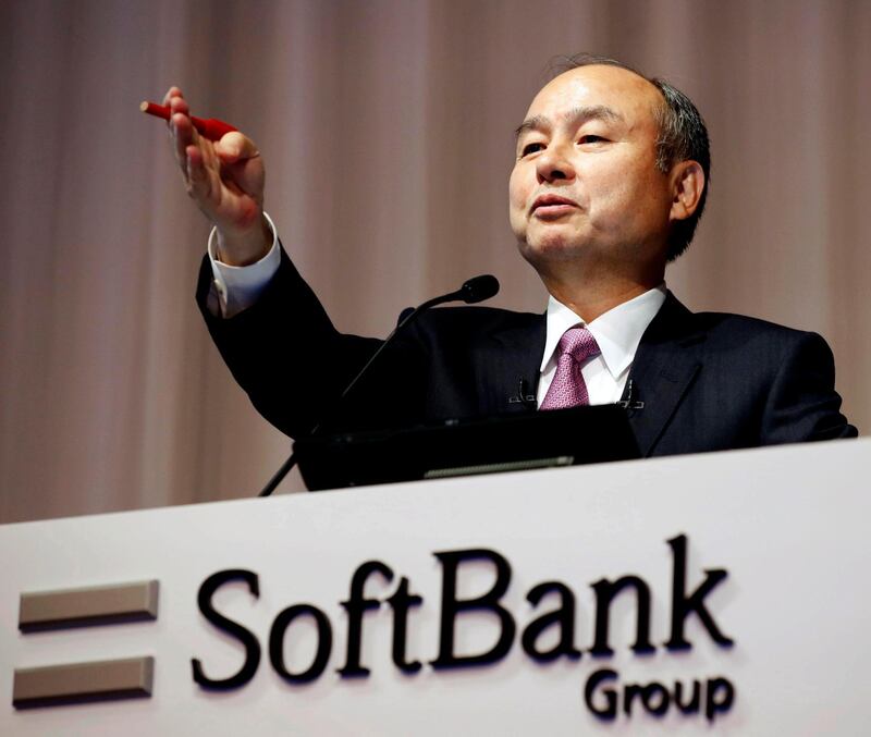 FILE - In this Nov. 6, 2019, file photo, SoftBank founder and Chief Executive Officer Masayoshi Son speaks during a news conference in Tokyo. Japanese technology company SoftBank Group Corp. ended on Thursday, April 2, 2020,  its tender offer of up to $3 billion worth of shares in office-space rental venture WeWork. (Kyodo News via AP, File)