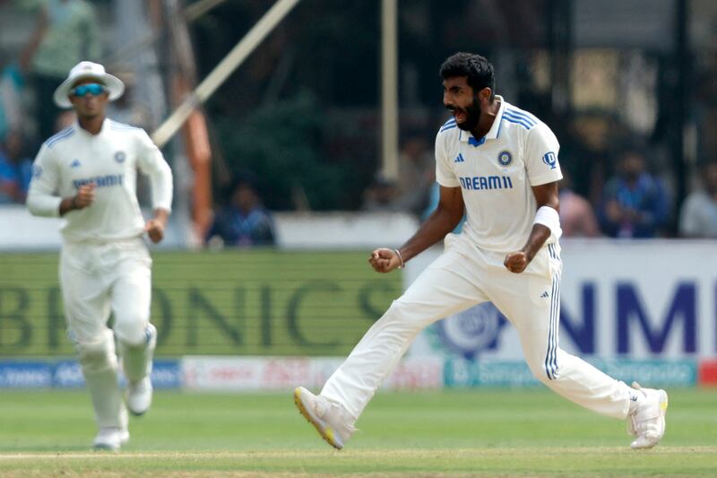 India bowler Jasprit Bumrah celebrates after the wicket of England's Ben Duckett. Reuters