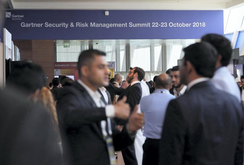 DUBAI , UNITED ARAB EMIRATES ,  October 22 , 2018 :- Delegates during the Gartner Security & Risk Management Summit 2018 held at InterContinental hotel in Dubai Festival City in Dubai. ( Pawan Singh / The National )  For Business. Story by Alkesh Sharma