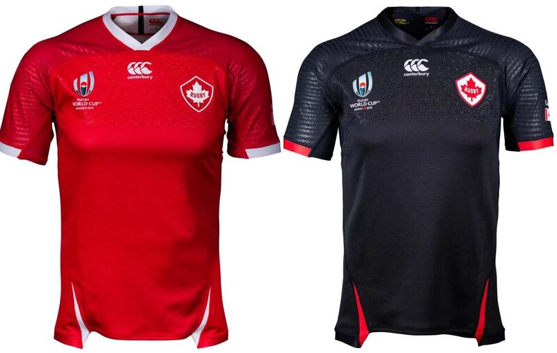 9: Canada – An impactful pair of kits for the Canucks, the smart alternative black strip is the main reason they feature in the top 10. If you compare it with England's "training top" away shirt, it shows kit-supplier Canterbury can get it right. Images via rugbyworldcup.com
