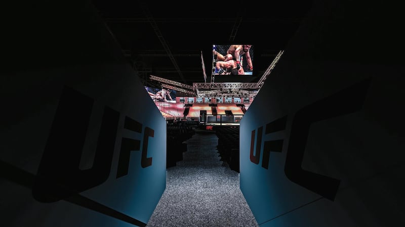A rendered image of the entrance the fighters will walk through at UFC 242 on the way to the Octagon at The Arena. Courtesy DCT Abu Dhabi
