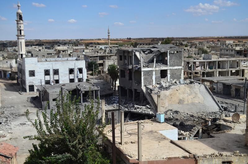 Deserted streets and damaged buildings in the central Syrian town of Talbisseh in Homs province, September 30, 2015. Russia confirmed on September 30 that it carried out its first air strike in Syria, near the city of Homs, marking the formal start of Moscow's military intervention. AFP