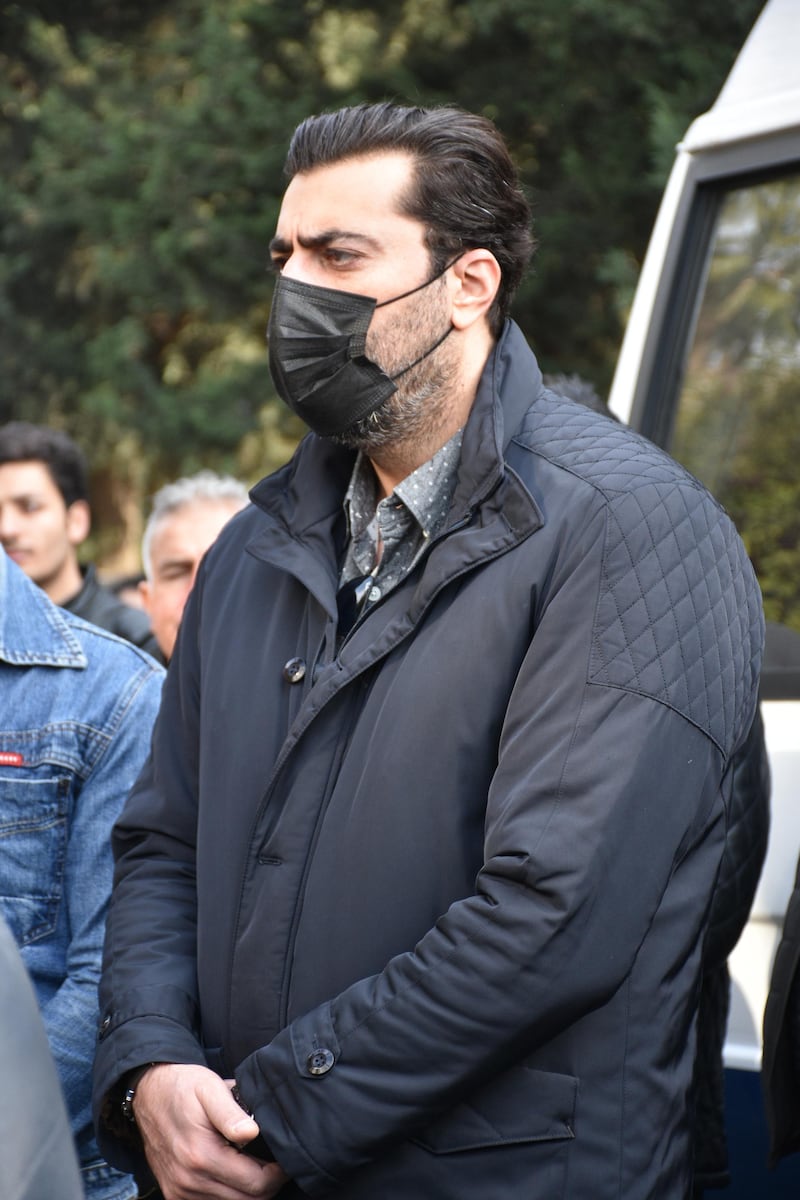The Syrian actor Basem Yakhour attends Hatem Ali's funeral in Damascus, Syria. EPA
