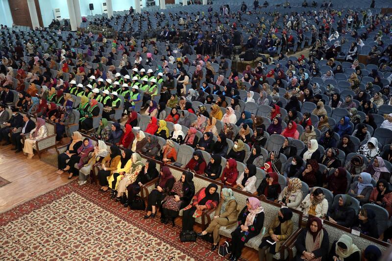 Afghan women attend an event to mark International Women's Day in Kabul, Afghanistan. AP Photo