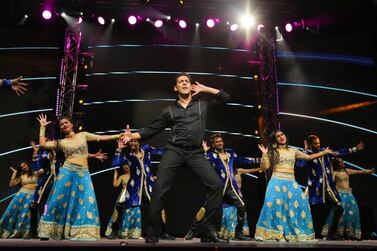 Bollywood actor Salman Khan performing during the 'Dabangg Tour'. Alamy Stock Photo