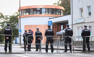 Police guard a synagogue on Sunday as Jewish leaders say the community is feeling targeted. Getty Images