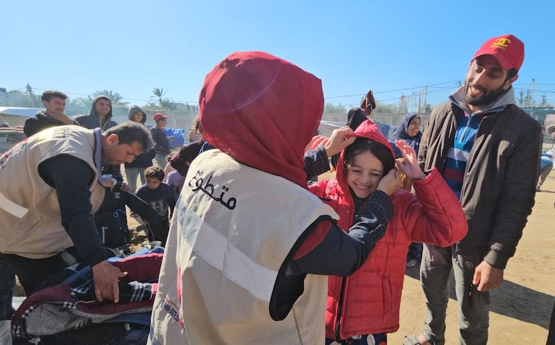 The Emirates Red Crescent distributes winter clothes and food to people in the Gaza Strip, as part of Operation Gallant Knight 3, launched by the UAE under the directives of President Sheikh Mohamed to support the Palestinian people. Wam