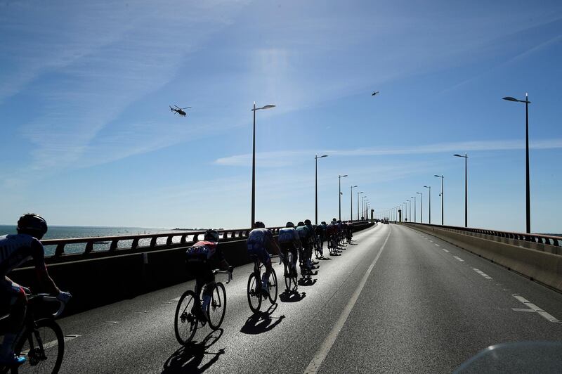 The peloton during Stage 10. EPA