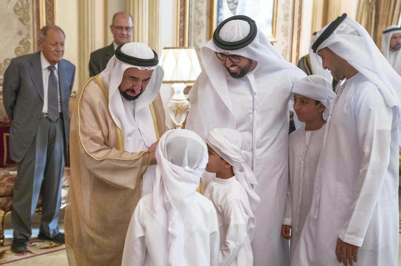 SHARJAH, 15th June, 2018 (WAM) -- H.H. Dr. Sheikh Sultan bin Mohammed Al Qasimi, Supreme Council Member and Ruler of Sharjah, this morning performed Eid al-Fitr prayer at Al Badea Mussala in the Emirate of Sharjah.

H.H. Sheikh Sultan bin Mohammed bin Sultan Al Qasimi, Crown Prince and Deputy Ruler of Sharjah, H.H. Sheikh Abdullah bin Salem bin Sultan Al Qasimi, Deputy Ruler of Sharjah, Sheikh Khalid bin Abdullah Al Qasimi, Chairman of the Department of Seaports and Customs, Sheikh Sultan bin Ahmed Al Qasimi, Chairman of Sharjah Media Corporation, a number of Sheikhs, Dr. Abdul Rahman bin Mohammad bin Nasser Al Owais, Minister of Health and Prevention, a number of officials and a group of worshipers also prayed along with the Ruler of Sharjah.

After the prayers, the Ruler of Sharjah and the Crown Prince accepted Eid greetings from the worshipers. Wam