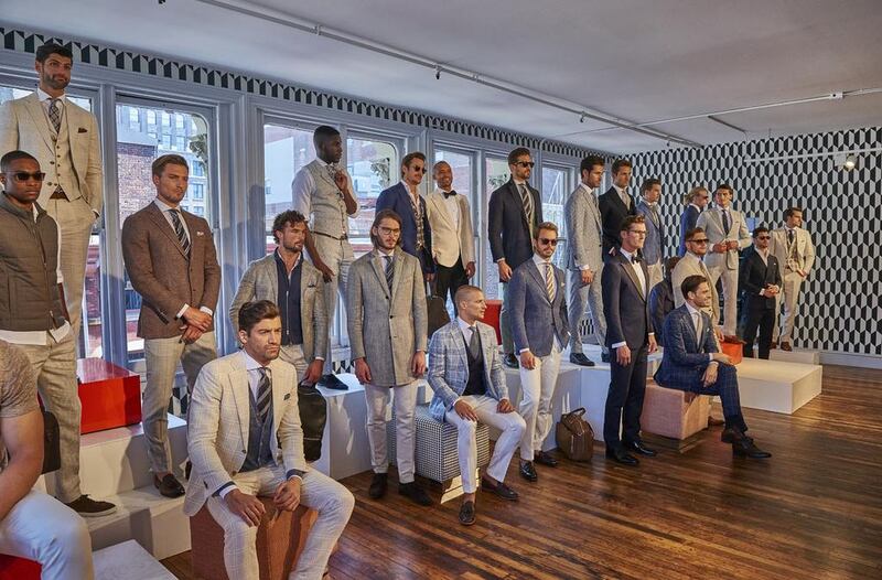 Male models at the Suitsupply store opening in CityWalk, Dubai. Courtesy Suitsupply