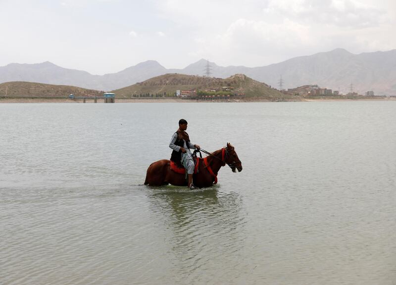 A boy cools off his horse in the Qargha Lake, on the outskirts of Kabul, Afghanistan. Reuters