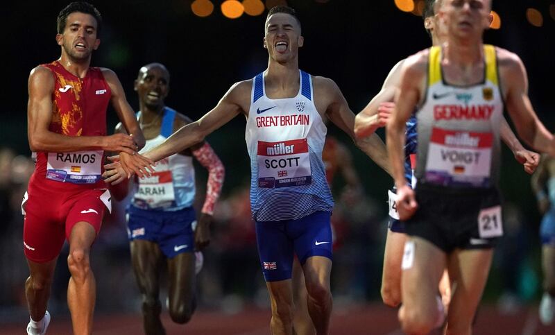 Great Britain's Sir Mo Farah finishes well back in Birmingham in his first 10,000m track race since 2017. PA