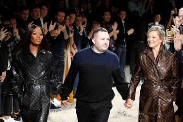Fendi has announced that Kim Jones, centre, is taking over from the late Karl Lagerfeld as creative director of haute couture, ready-to-wear and fur collections. AP