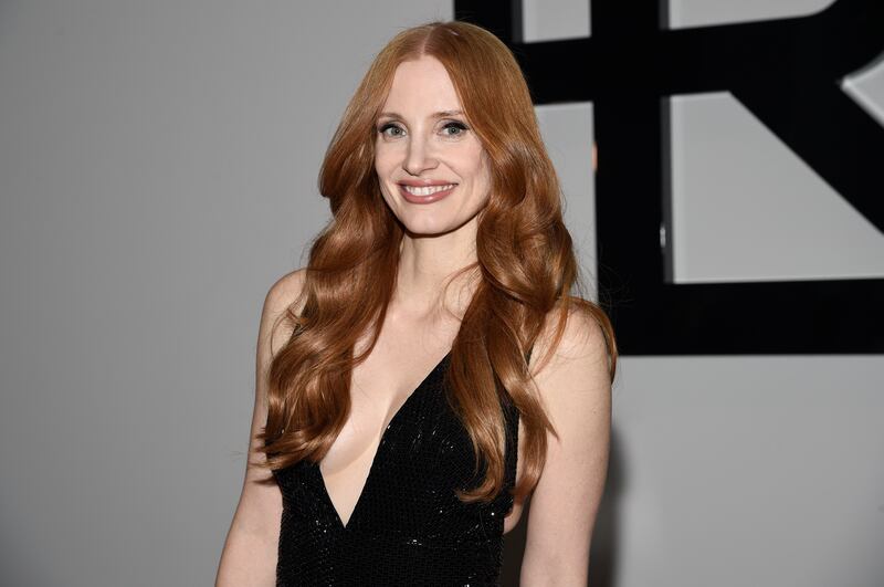 Jessica Chastain attends the Ralph Lauren Fall/Winter 2022 fashion show at the Museum of Modern Art in New York. AP