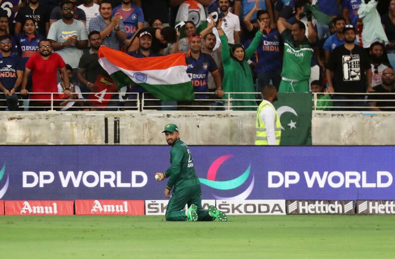 Mohammad Nawaz catches Suryakumar Yadav. Pawan Singh / The National