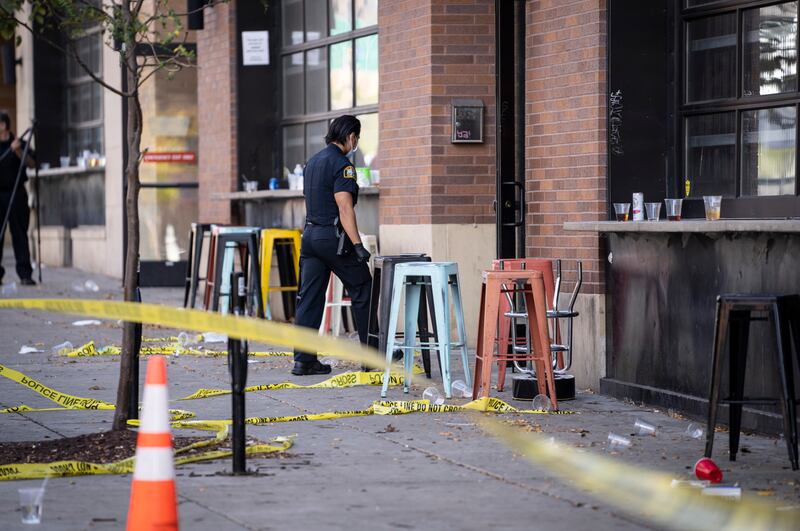 Authorities are still investigating what led to the shootout at the Seventh Street Truck Park bar. AP