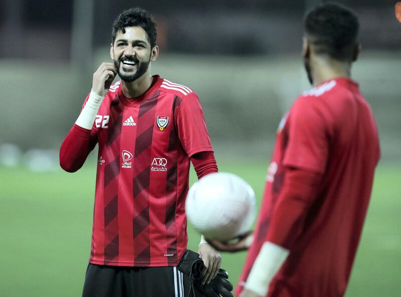 UAE player Adel Al Hosani trains before the game between the UAE and Malaysia in the World cup qualifiers at the Zabeel Stadium, Dubai on June 2nd, 2021. Chris Whiteoak / The National. 
Reporter: John McAuley for Sport