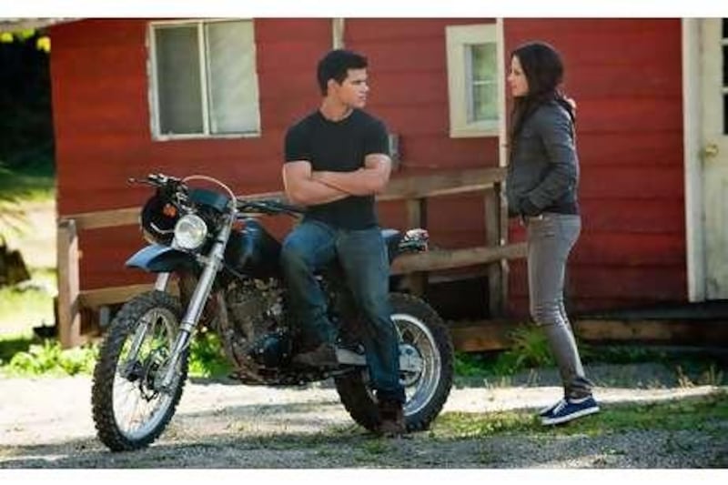 The repeated protestations of love by Jacob, played by Taylor Lautner, left, for the character Bella, played by Kristen Stewart, right, become wearisome in <i>The Twilight Saga: Eclipse</i>.